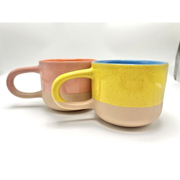 Set Of 2 Starbucks Terra Cotta Two Tone Long Handle 12oz Mugs - Picture 4 of 6